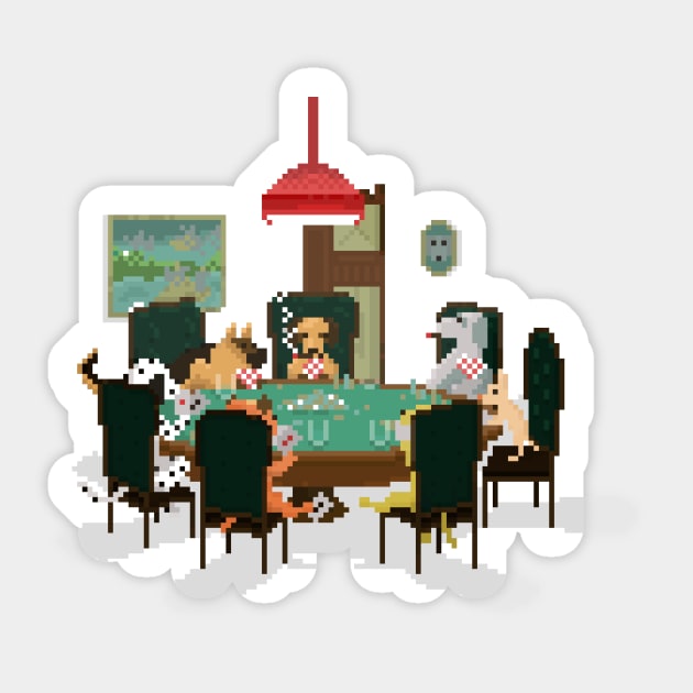 Poker Dogs Pixel art Sticker by SF